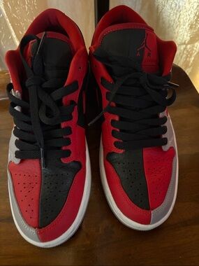 Jordan Low-Top Sneakers in Red, Black & Gray